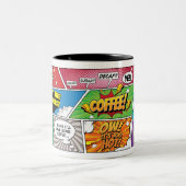 Comicen und Kaffee Zweifarbige Tasse (Mittel)