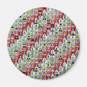 Comicfiguren mit verschiedenen Hüten Magnet