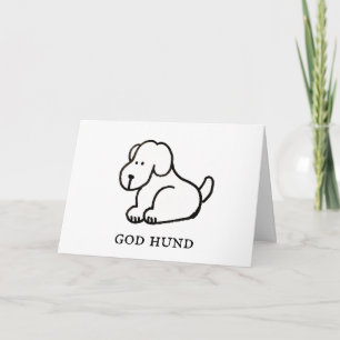 Comicfiguren-Sitzender-Guter-Hund-Hund-Tillykke-Ge Karte