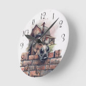 Comicpferd Runde Wanduhr (Winkel)