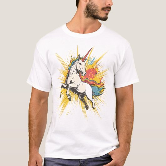 Comics-Explosion-Einhorn (1) T-Shirt (Vorderseite)