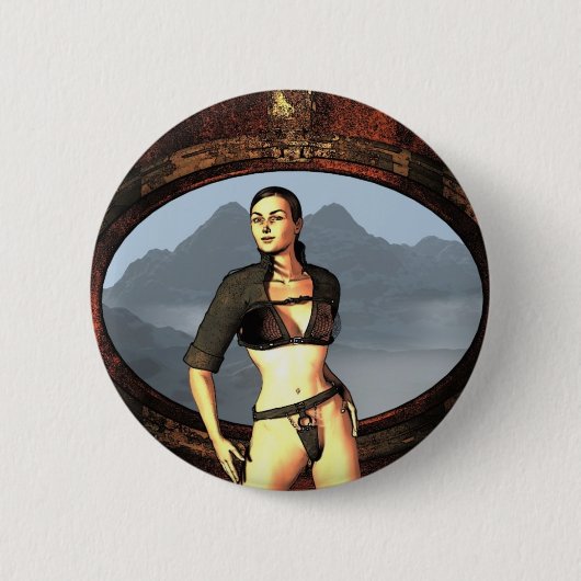 Comics-Mädchen Button (Vorderseite)