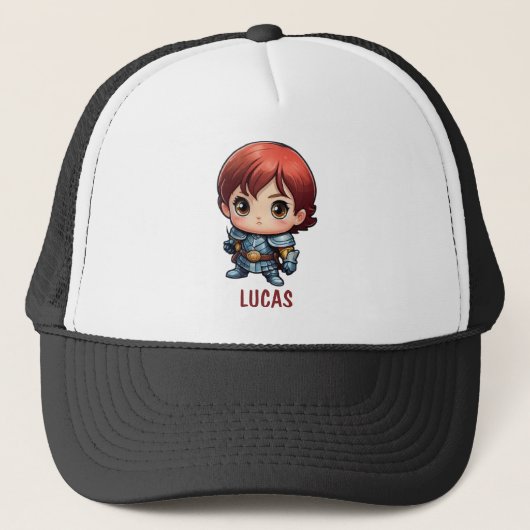 Comics-Ritter Chibi-Kind Charakter Truckerhut Truckerkappe (Vorderseite)