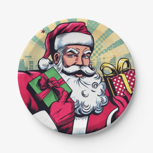 Comics-Santa/Weihnachten Pappteller (Vorderseite)