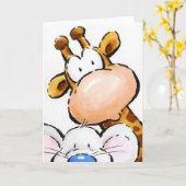 Comictiere Sprichwort HELLO! Karte (Gelbe Blume)