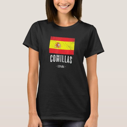 Comillas Spanien Es Flag Stadt Bandera Ropa T-Shirt (Vorderseite)