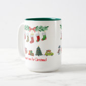 Comin' Zuhause für Weihnachten Zweifarbige Tasse (Vorderseite Links)