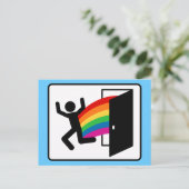 Coming Out Exit Sign Postkarte (Stehend Vorderseite)