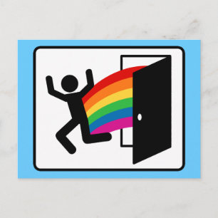 Coming Out Exit Sign Postkarte