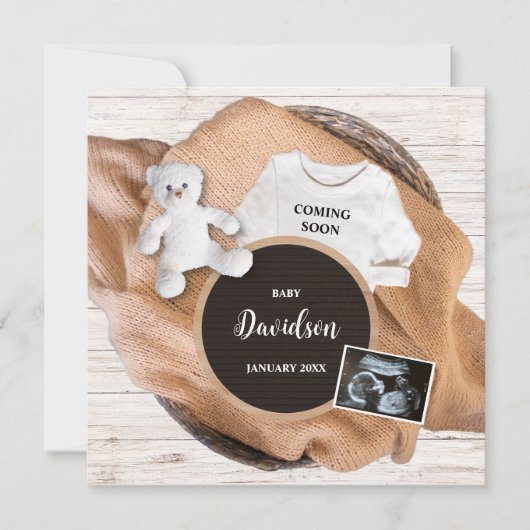 Coming Soon Cute Photo Pregnancy Ankündigung (Vorderseite)