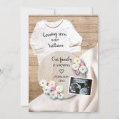 Coming Soon Floral Ultrasound Photo Pregnancy Ankündigung (Vorderseite)