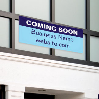 Coming Soon Light and Dark Blue White New Business Banner