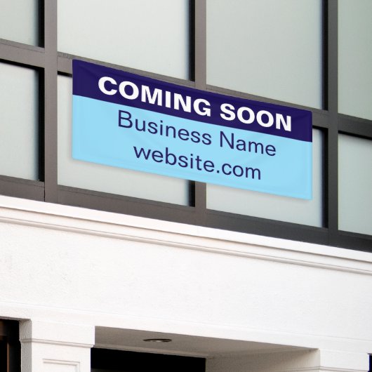 Coming Soon Light and Dark Blue White New Business Banner (Äußeres Gebäude)