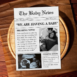 Coming Soon Newspaper Photo Pregnancy Announcement Einladung