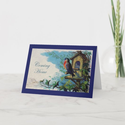 Coming Zuhause, Vintag Robin mit Birdhouse Ankündigung (Vorderseite)