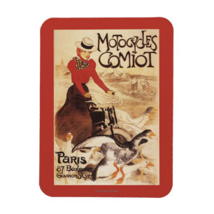 Comiot Motocycles Frau und Gänse Werbeplakat Magnet