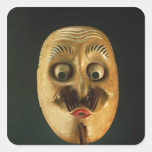 Comische Maske, Noh Theater Quadratischer Aufkleber