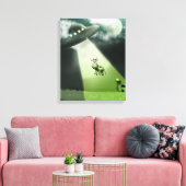 Comische UFO Kuh Abduktion gesteppte Canvas Print Leinwanddruck (Insitu (Wohnzimmer))