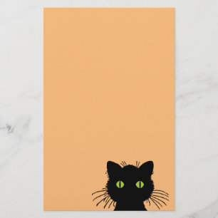 Comische und neugierige grüne Mit Augen Schwarzkat Briefpapier