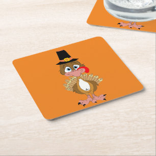 Comischer Erntedank Türkei Rechteckiger Pappuntersetzer