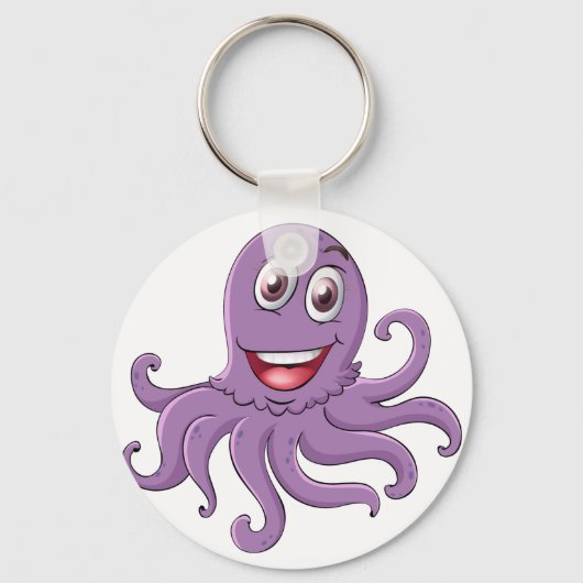 Comischer Oktopus auf Weiß Schlüsselanhänger (Vorderseite)