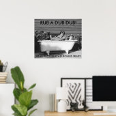 Comisches Poster des Jungen mit seinem Hund baden (Heimbüro)