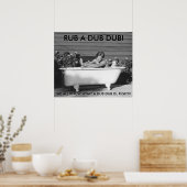 Comisches Poster des Jungen mit seinem Hund baden (Küche)