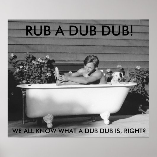 Comisches Poster des Jungen mit seinem Hund baden (Vorne)