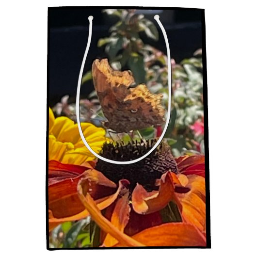 Comma Butterfly auf einer Rudbeckia-Blume Mittlere Geschenktüte (Vorderseite)