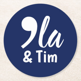 Comma Kamala und Tim 2024 Runder Pappuntersetzer