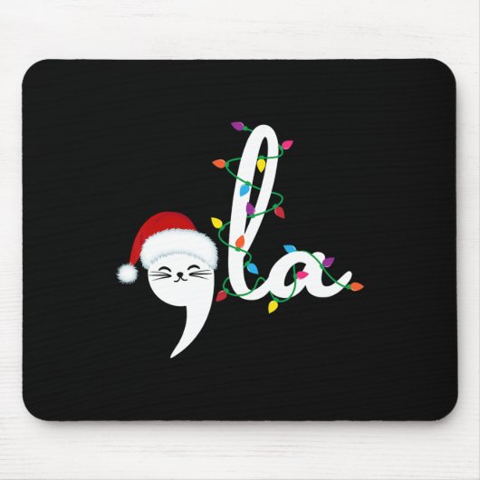 Comma La 2024 Funny Christmas Cat Lady Cat Xmas Mousepad (Vorne)