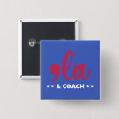 Comma la & Coach Kamala Harris Blue Button (Vorne & Hinten)