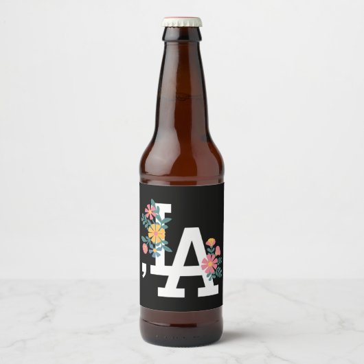 Comma la Floral Kamala Harris für den Präsidenten Bierflaschenetikett (Vorderseite)