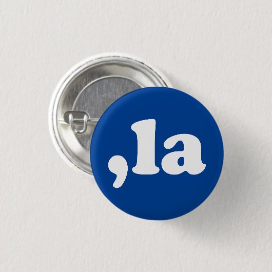 Comma La kamala Aussprache Typografie blau Button (Vorne & Hinten)