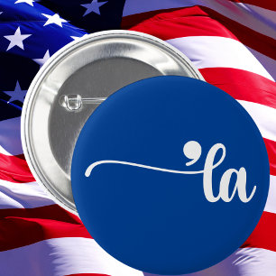 Comma La Kamala Harris Blue Button