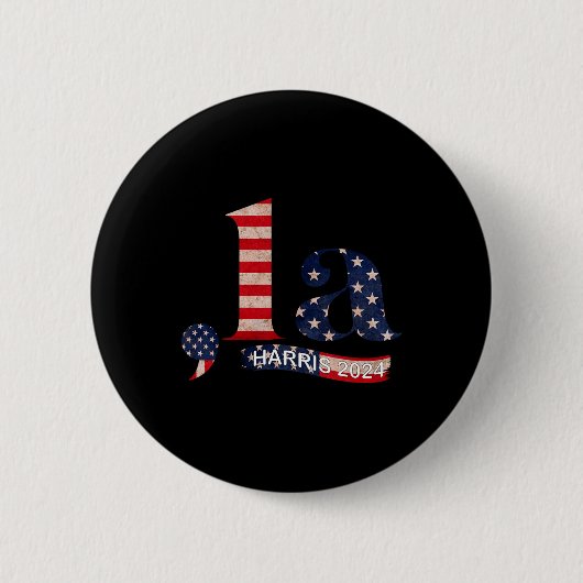 Comma La Kamala Harris für Präsident 2024 Funny Ka Button (Vorderseite)