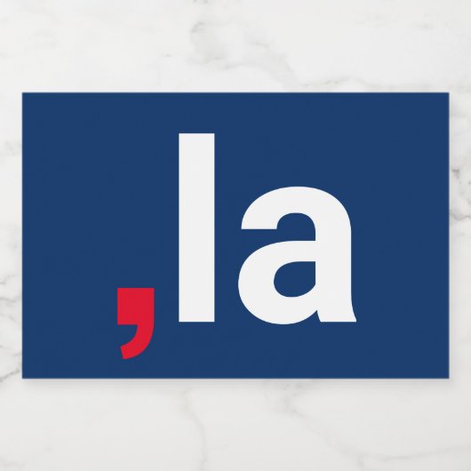 Comma La kamala lustige Aussprache rot-blau Lebensmitteletikett (Einzelnes Label)