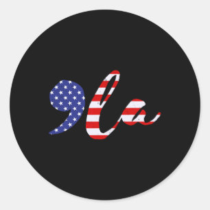 Comma La USA Flag Kamala Harris für Präsident 2024 Runder Aufkleber