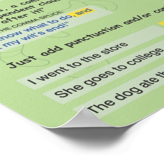 Comma Splices und Run-Ons Poster (Ecke)