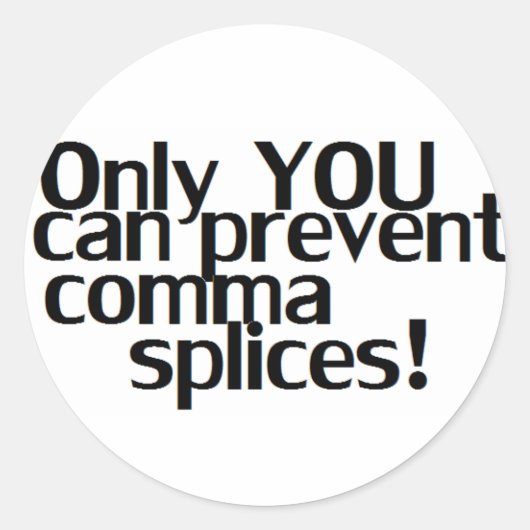 'Comma Splices' Whitecker Runder Aufkleber (Vorderseite)
