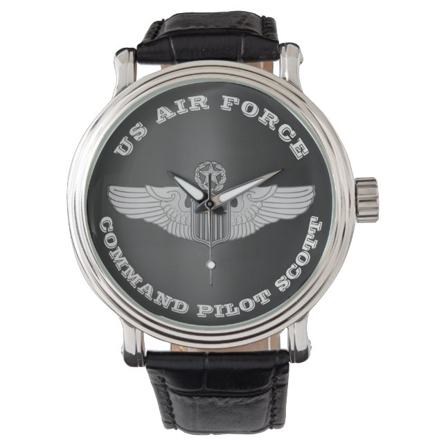 Command Pilot Flügel Personalisierte Geschenke Armbanduhr (Vorderseite)