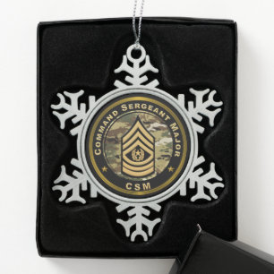 Command Sergeant Major CSM Schneeflocken Zinn-Ornament