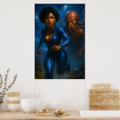Commander Gail Kween vs Grotesque Octopus | Anime Poster (Küche)