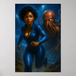 Commander Gail Kween vs Grotesque Octopus | Anime Poster