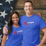 Comme La & Coach Stars Blue T - Shirt<br><div class="desc">Comma La & Coach Stars Blue T - Shirt! Zeigen Sie Ihre Unterstützung für Kamala Harris und Tim Walz mit diesem trendigen blauen T - Shirt-Design. Mit einem Komma und "la", um jedem lassen wissen, wie man Kamalas Namen und COACH ausspricht, ein Spitzname für Tim Walz plus die Sterne, um...</div>