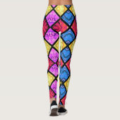 Commedia dell'Arte Harlequin Red Gold Blue Pink Leggings (Rückseite)