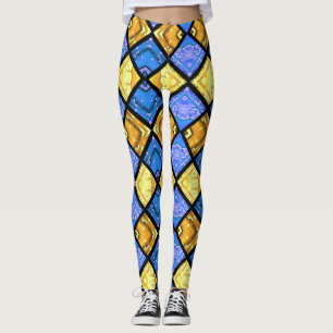 Commedia- dell'arteharlekin-Blau u. Gold Leggings