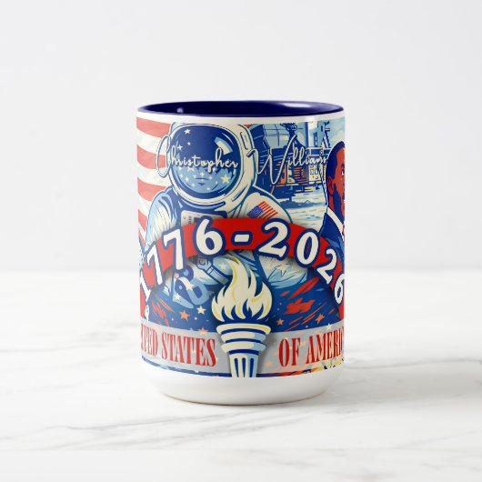 Commemorative 1776-2026 USA Personalized Zweifarbige Tasse (Mittel)