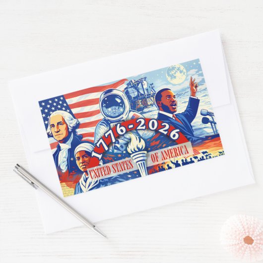 Commemorative 1776-2026 USA Semiquincentennial Rechteckiger Aufkleber (Umschlag)