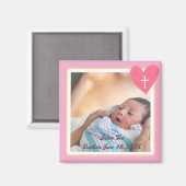 Commemorative Baptism Magnet - Christianity - Pink (Vorderseite/Rückseite)